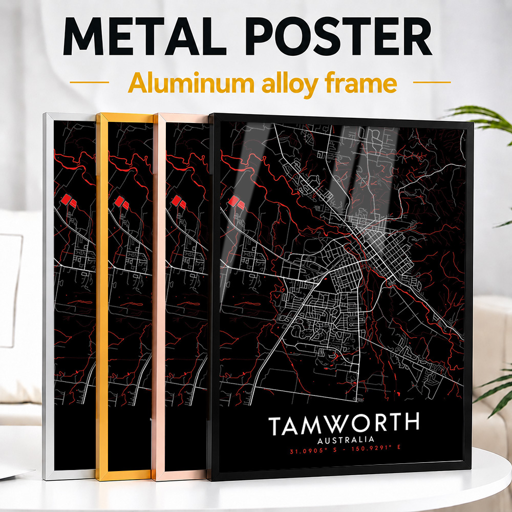 Tamworth Dark Map Framed Metal - đánh giá và giá Custom Map Poster