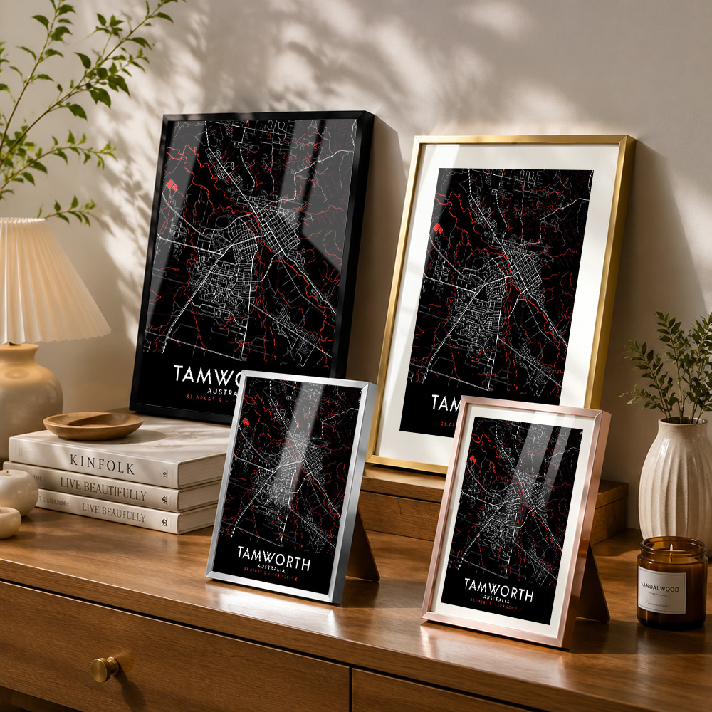 Tamworth Dark Map Framed Metal - đánh giá và giá Custom Map Poster