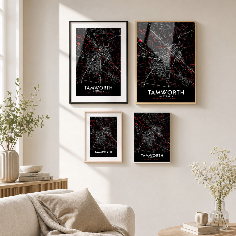 Tamworth Dark Map Framed Metal - đánh giá và giá Custom Map Poster