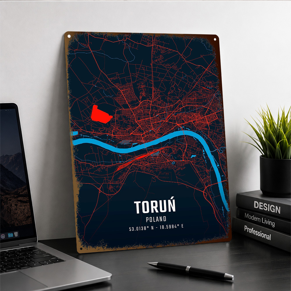 Torun City Map Textured Metal  - đánh giá và giá Custom Map Poster